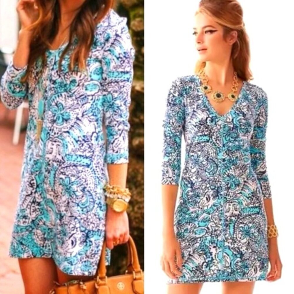 Lilly Pulitzer PIMA COTTON PERU Size XXS Juliet Dress Hippy Hippy Shake Shorely